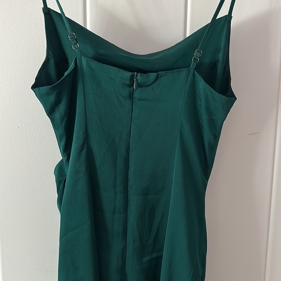 Lulus Silky Cowl Dress - Emerald - Picture 4 of 7